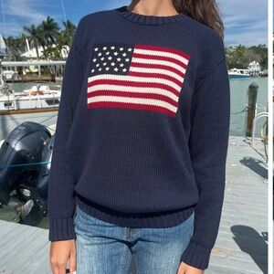 BRANDY MELVILLE Navy Blue American Flag Sweater